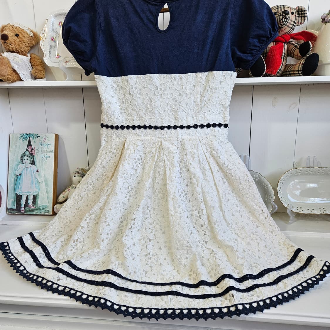 리즈리사(LIZ LISA) 네이비 배색 레이스 원피스 상품이미지7