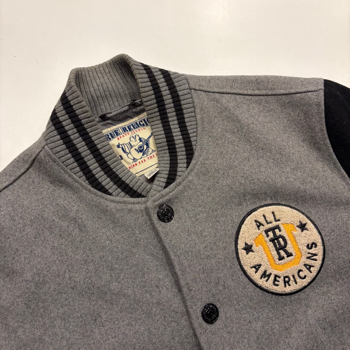 [L] 트루릴리젼 바시티 스타디움 울 자켓 그레이 블랙 C203 상품이미지3