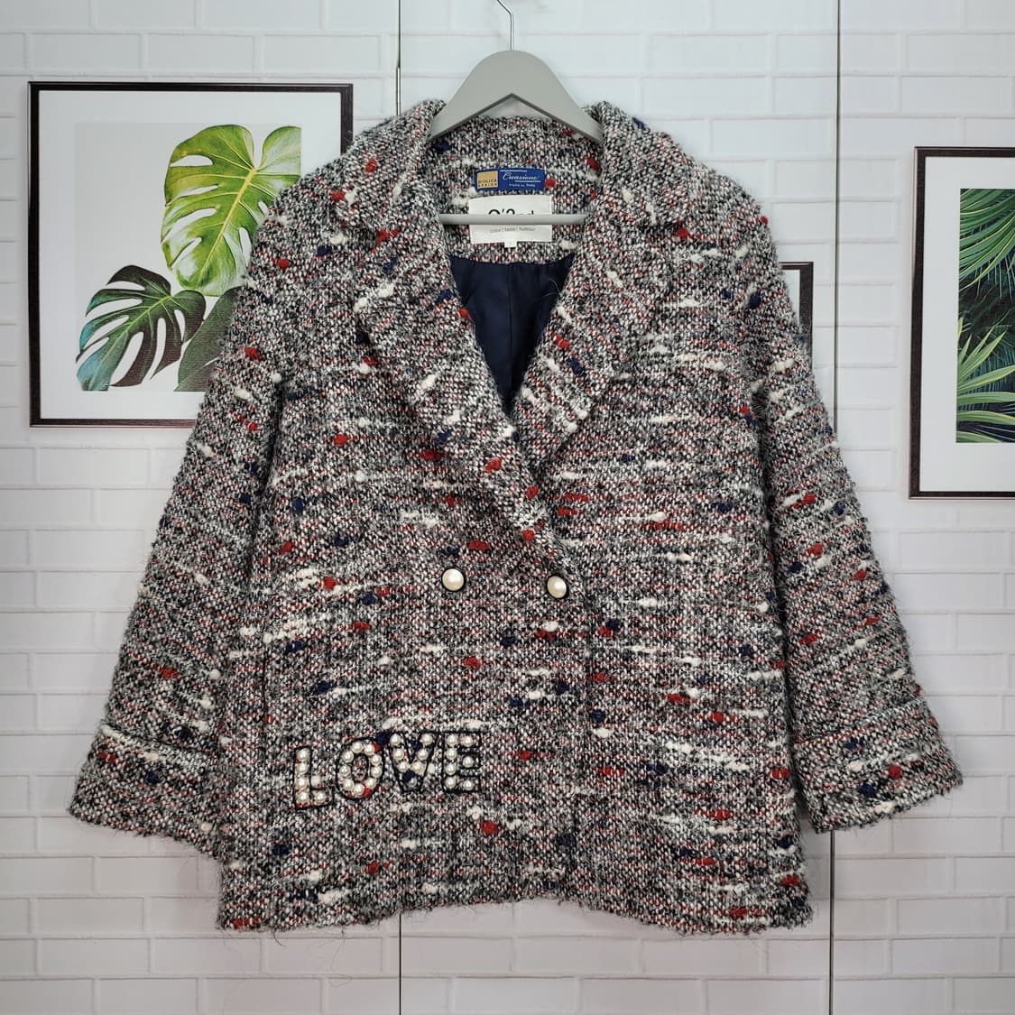 한섬 오즈세컨 트위드 진주 자켓 1사이즈 상품이미지1