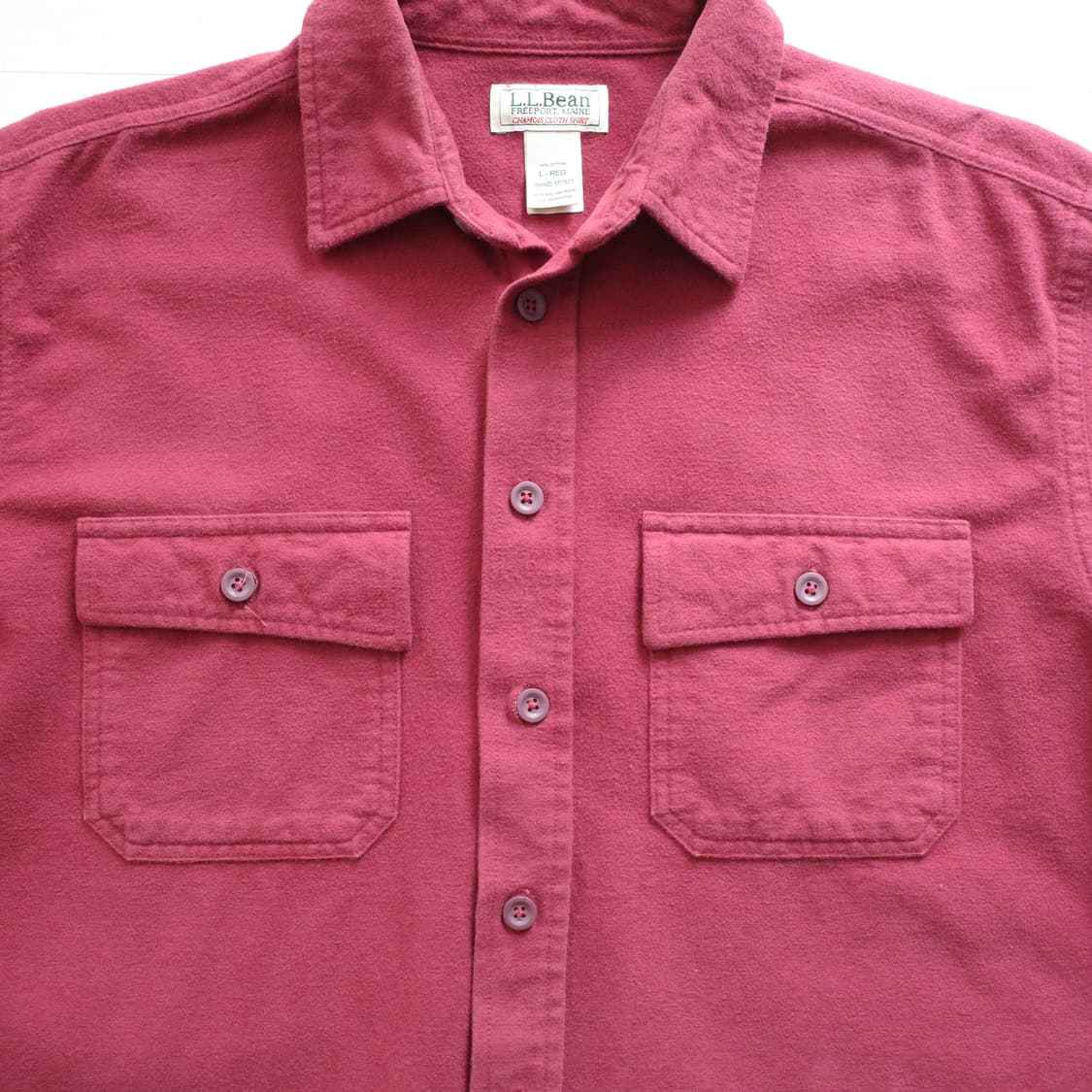 L.L.Bean 샤모아 클로스 셔츠 버건디 L-REG 남성 헤비 플란넬 상품이미지3