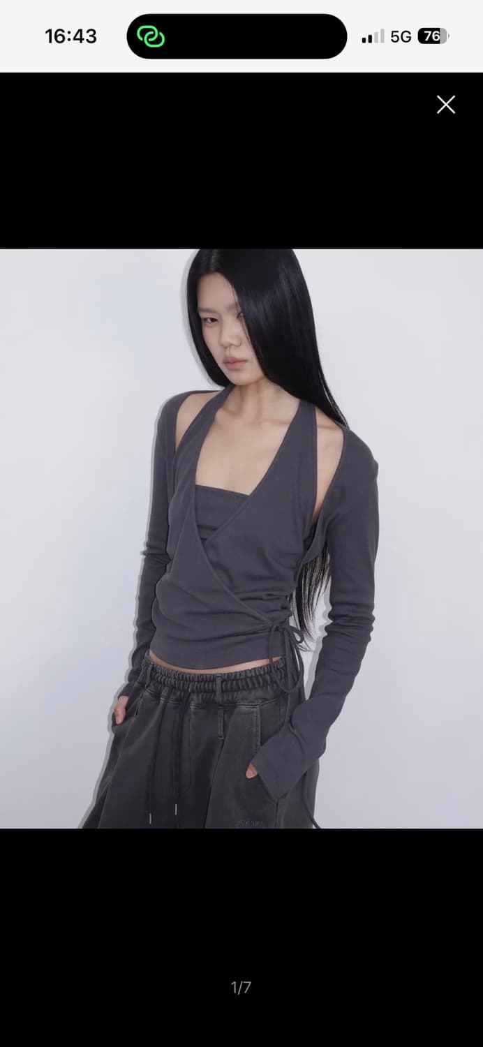 샌드릭 홀터탑 Layered Halter Wrap Long Sleeve 상품이미지3