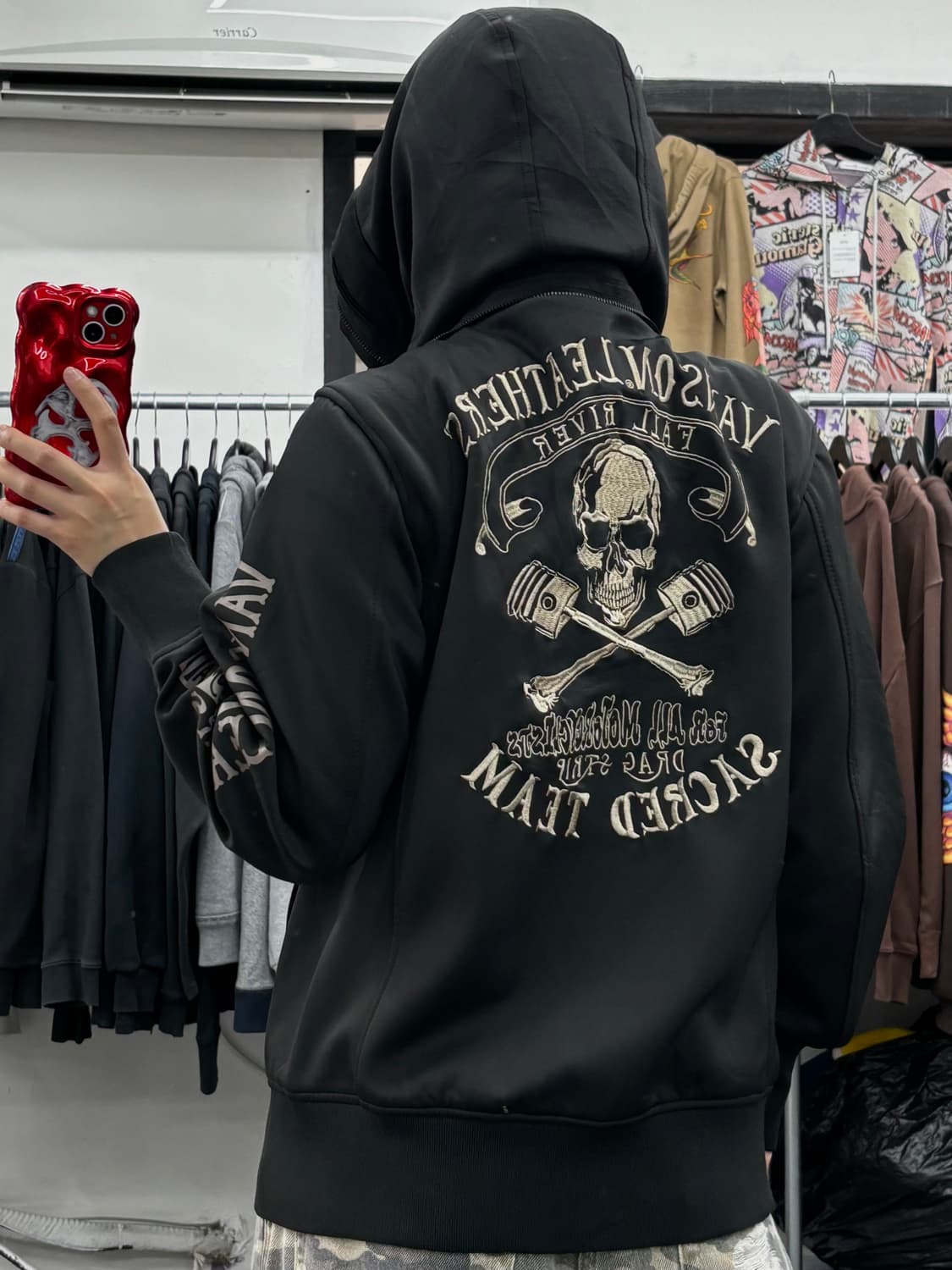 밴슨 레더 하이넥 후드집업 상품이미지5