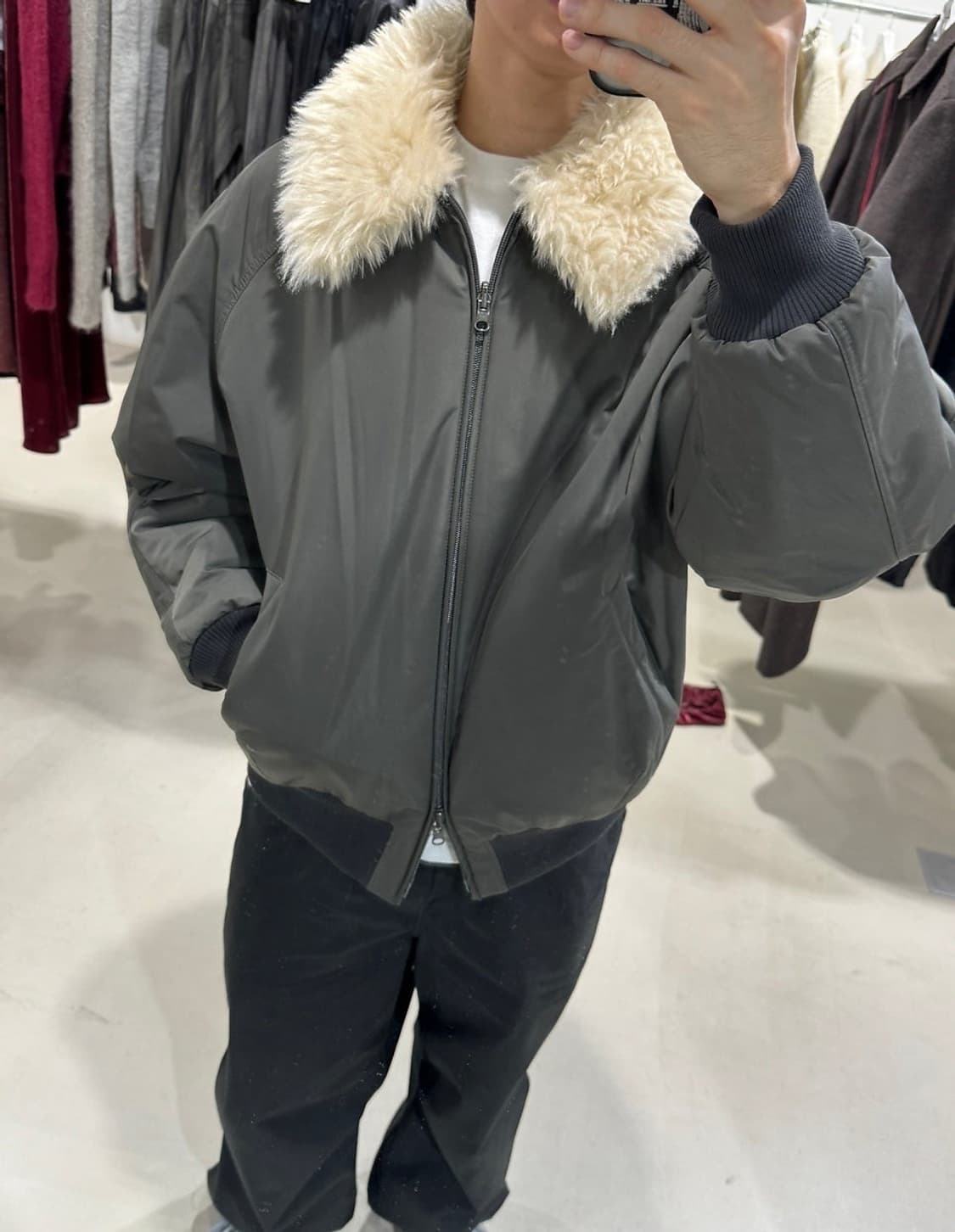 아모멘토 리버시블 시어링 점퍼 자켓 L 팝니다 상품이미지2