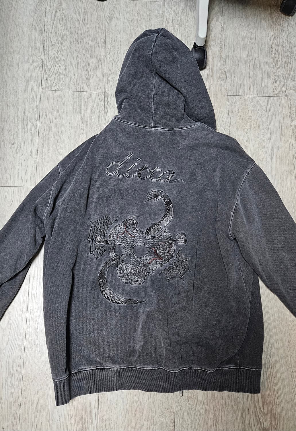 빈티지 백프린팅 자수 후드집업 상품이미지1