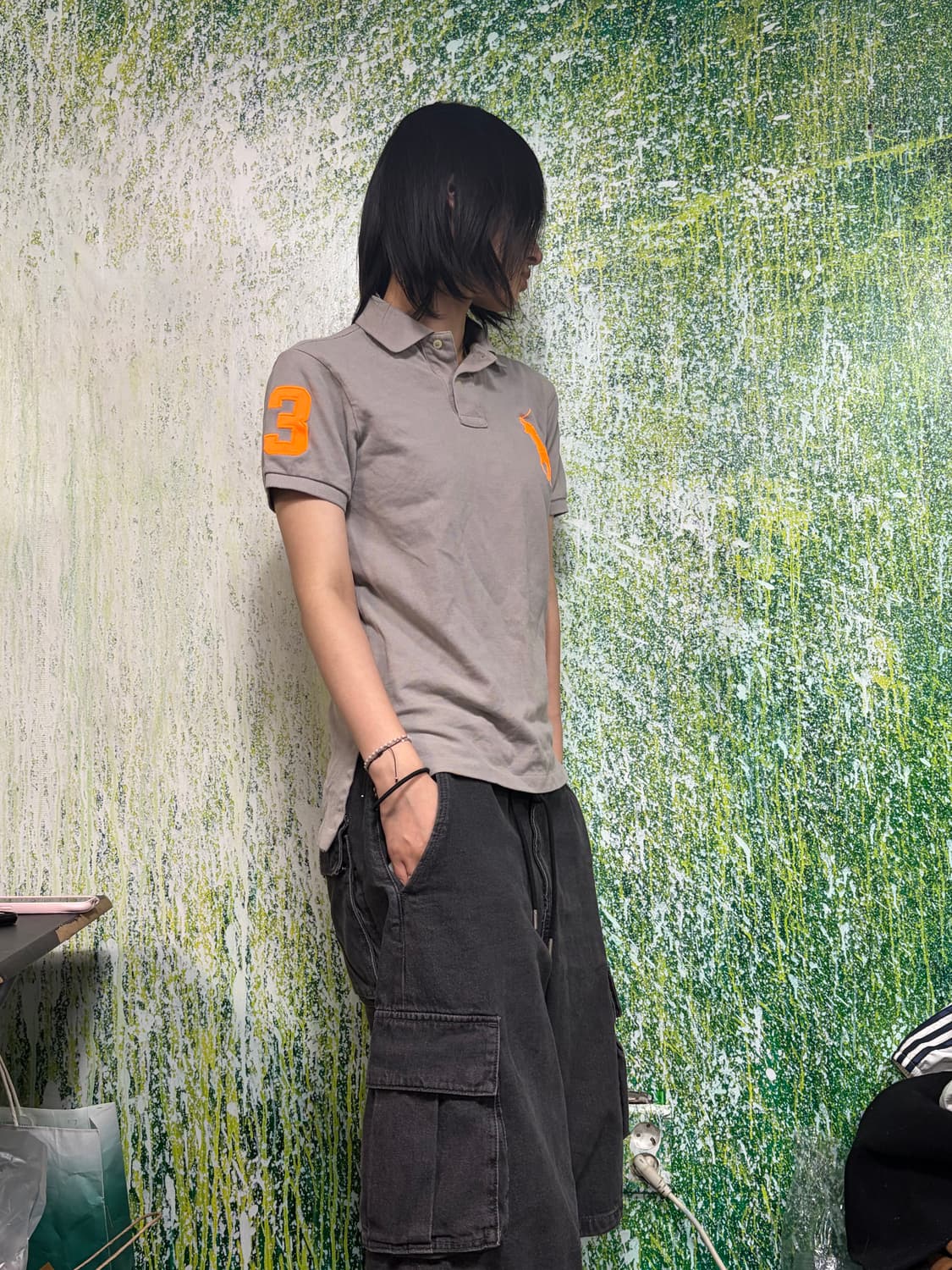 폴로 빅포니 치프키프 그레이 주황 반팔 카라 티셔츠 S 상품이미지5