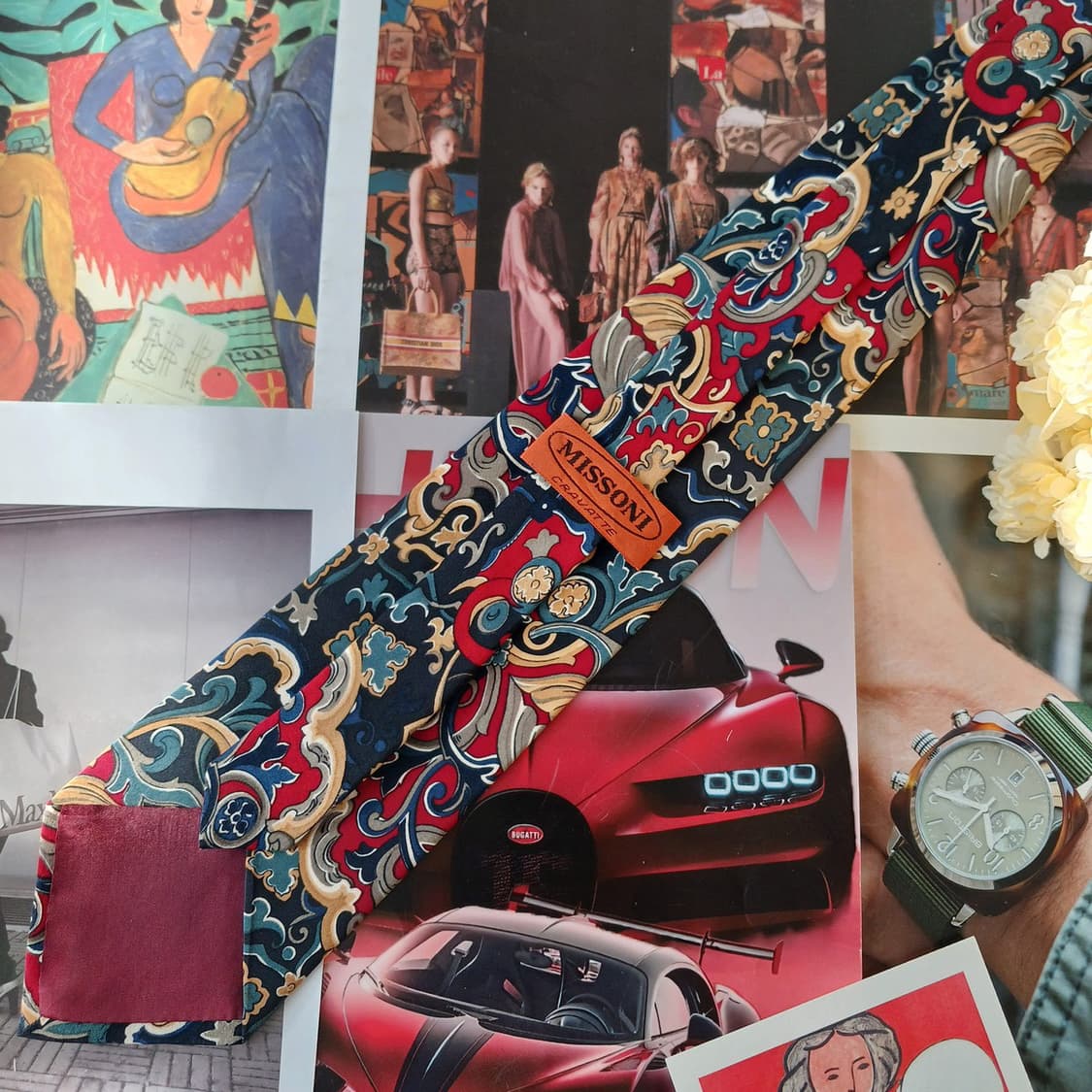 미쏘니 실크 블랙 오너먼트 페이즐리 넥타이 9.5cm A등급 A19497 상품이미지5