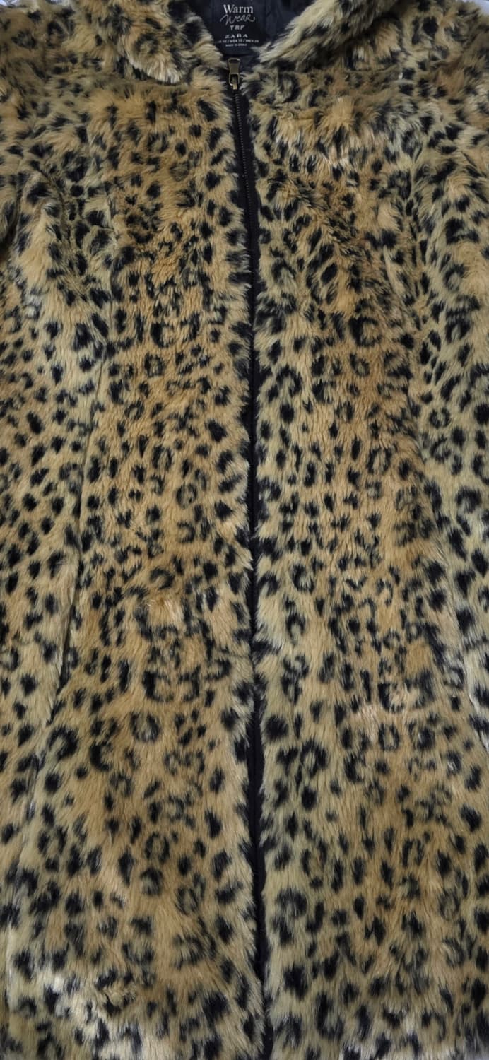 자라 레오파드 후드 퍼 코트 XS 상품이미지5