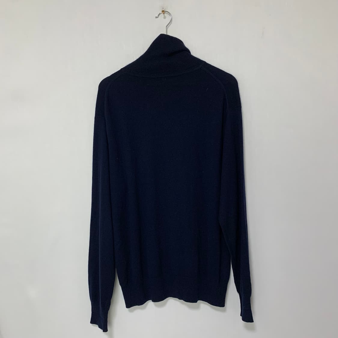 캐시미어 100 빈티지 네이비 목폴라 니트 남성 스웨터 남녀공용 상품이미지3