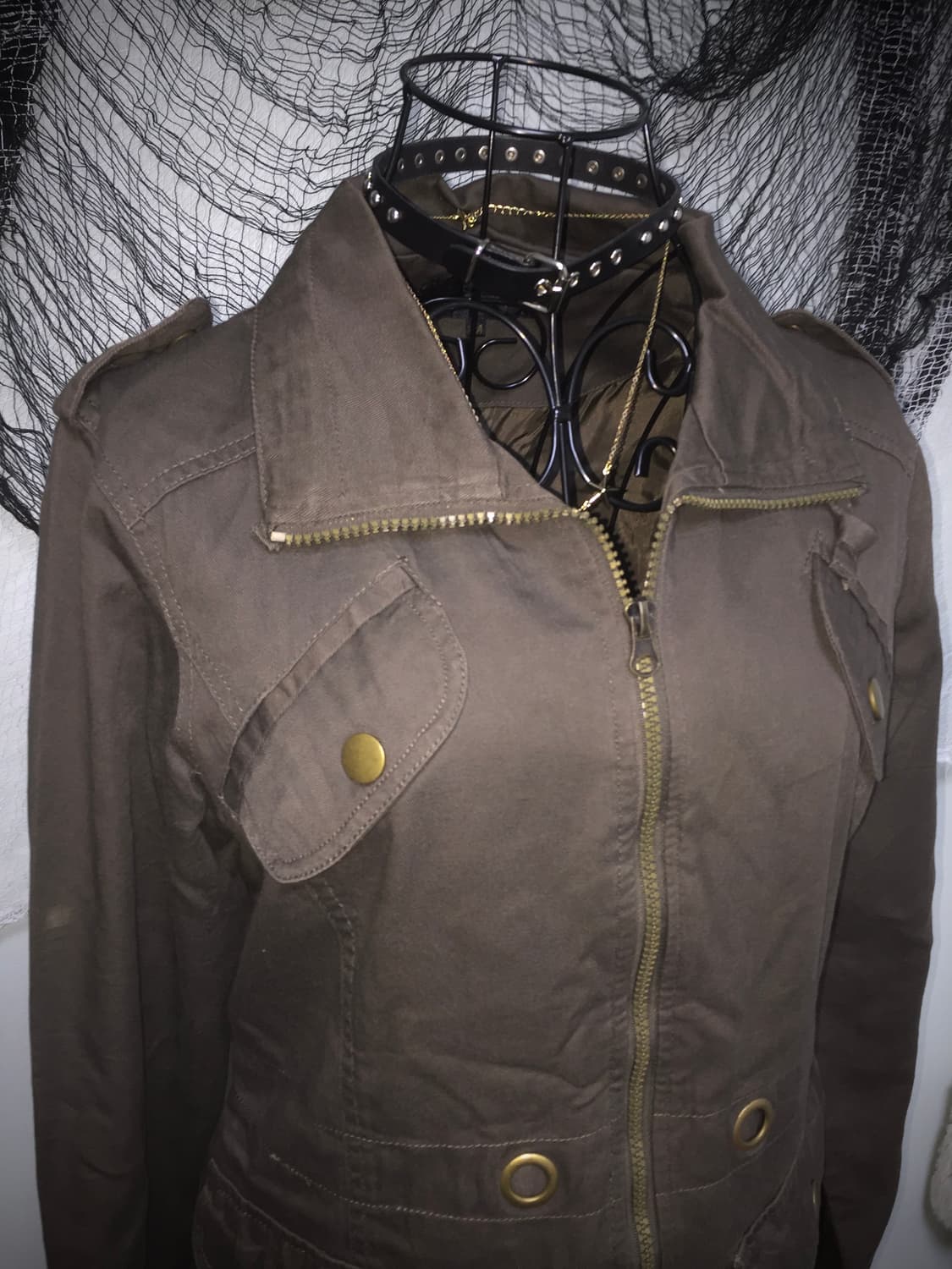 grunge y2k gold button brown jacket 상품이미지3