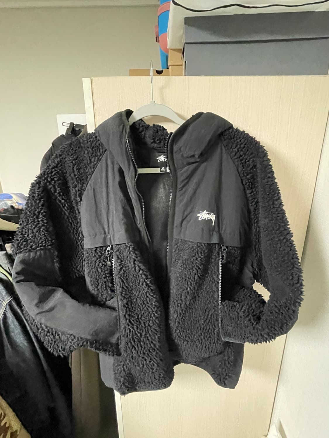 스투시 쉐르파 패널드 후드 자켓 블랙 M 사이즈 상품이미지3