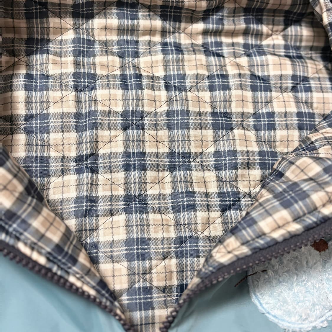 코코모리 모리걸 핀터깔 수달 보노보노 후드 패딩 안 체크 조끼  상품이미지3