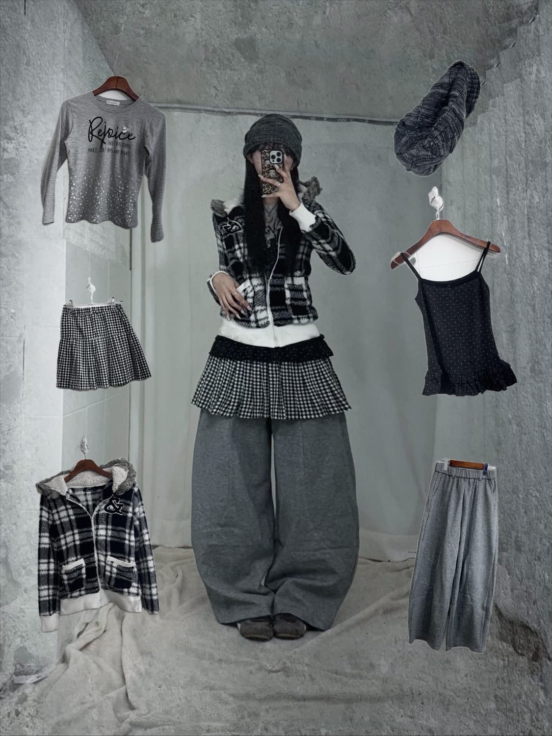 그레이 폭닥폭닥 무채색 러힙 러블리힙 코디세트 상품이미지1