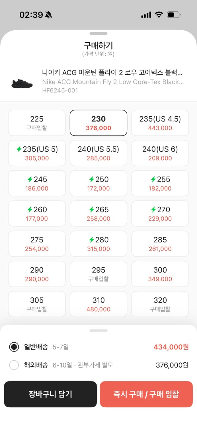 나이키 ACG 마운틴 플라이 2 로우 GORE-TEX 블랙 230 상품이미지5