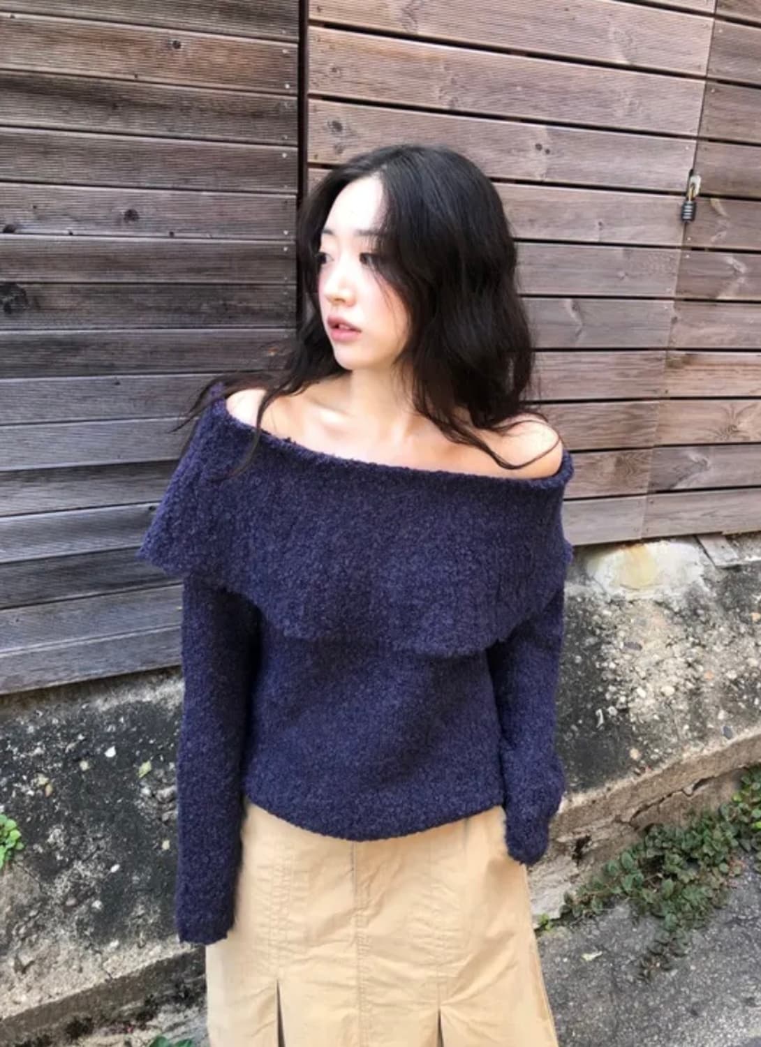 (새상품)부클 오프숄더 니트 상품이미지3