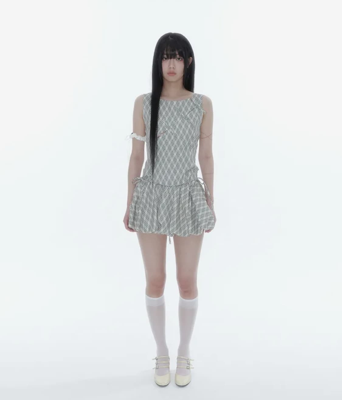 카시코 kashiko 페어리 리본 버블 스커트 체크 상품이미지2
