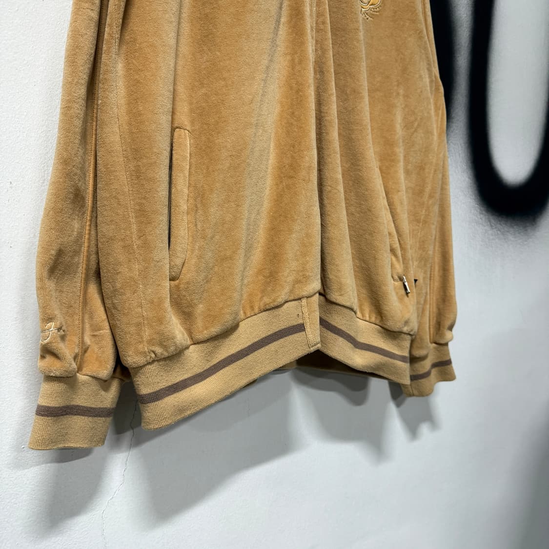 Sean John 빅사이즈 션존 풀 자수 디테일 벨벳 집업 후디 카멜 상품이미지5