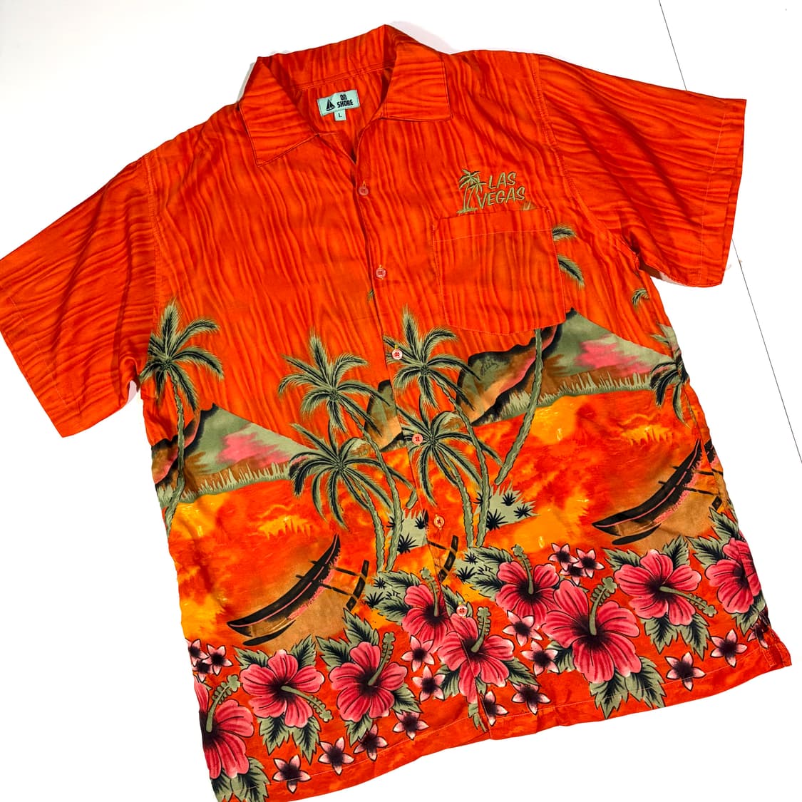 ON SHORE 라스베가스 야자수 하와이안셔츠 L 상품이미지3
