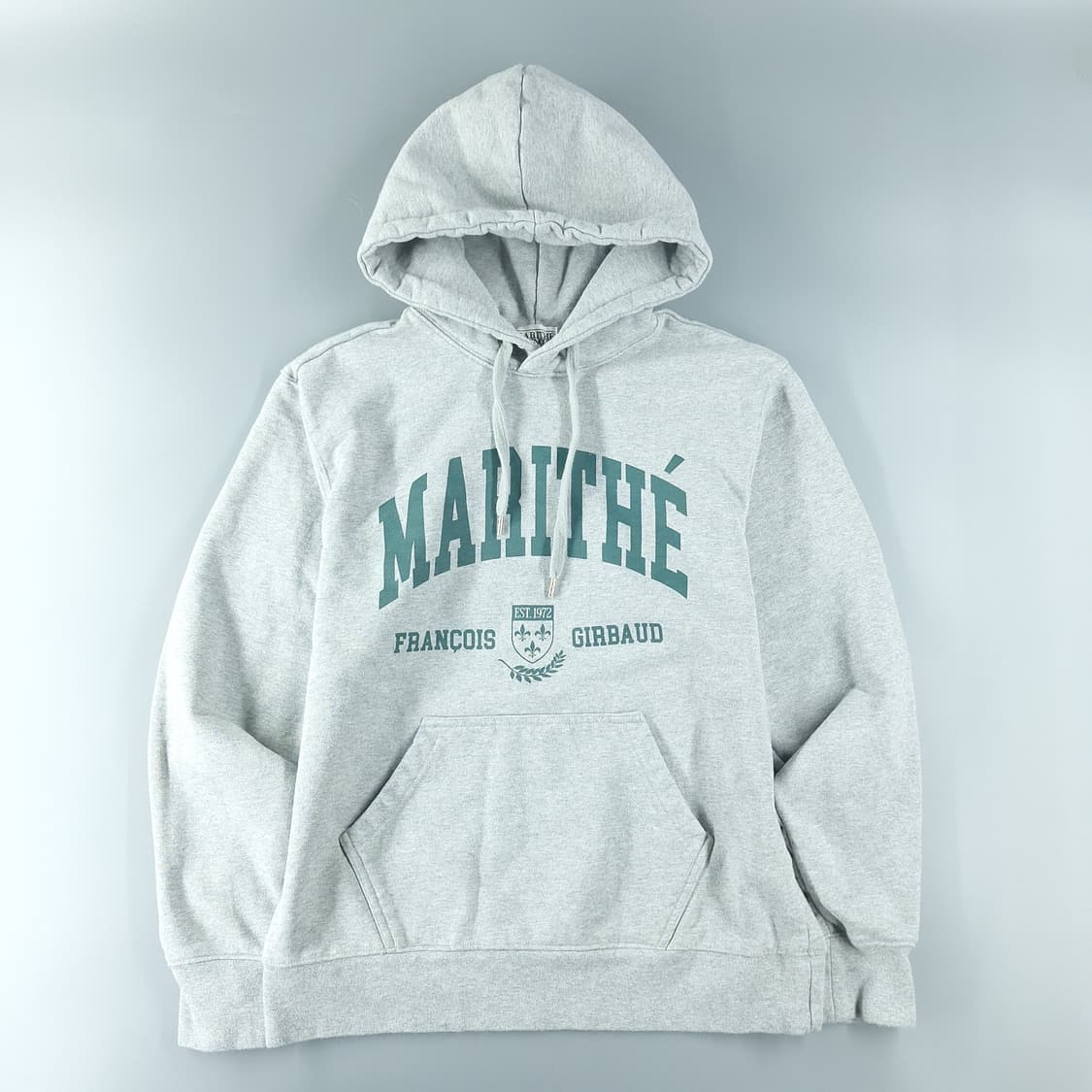 마리떼 프랑소와 저버 그레이 그린 배색 빅프린팅 헤비코튼 후드 티셔츠 M 상품이미지3
