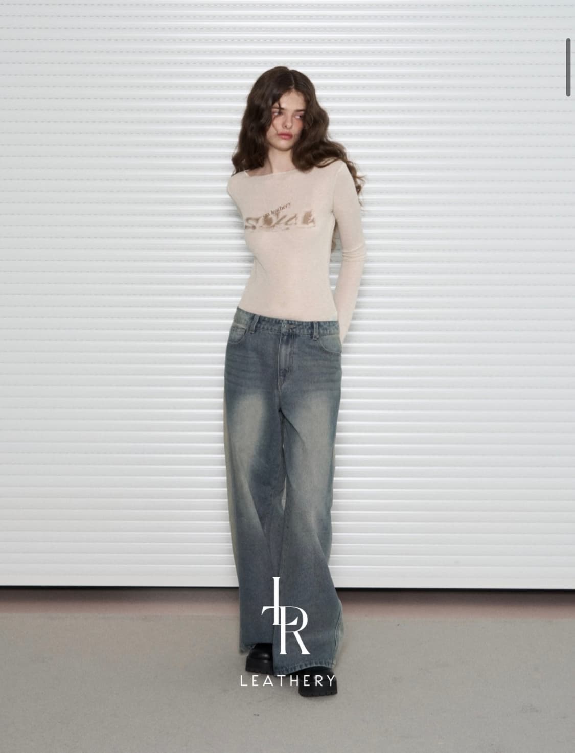 (새상품)(S) 레더리 워시드 와이드 데님 팬츠 [BLUE] 판매 상품이미지2