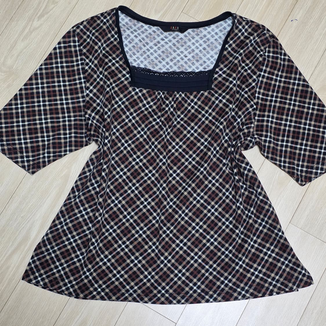 DAKS)일본판 런던빈티지 레이스 로맨틱 블랙 모리걸st 체크 블라우스 상품이미지1