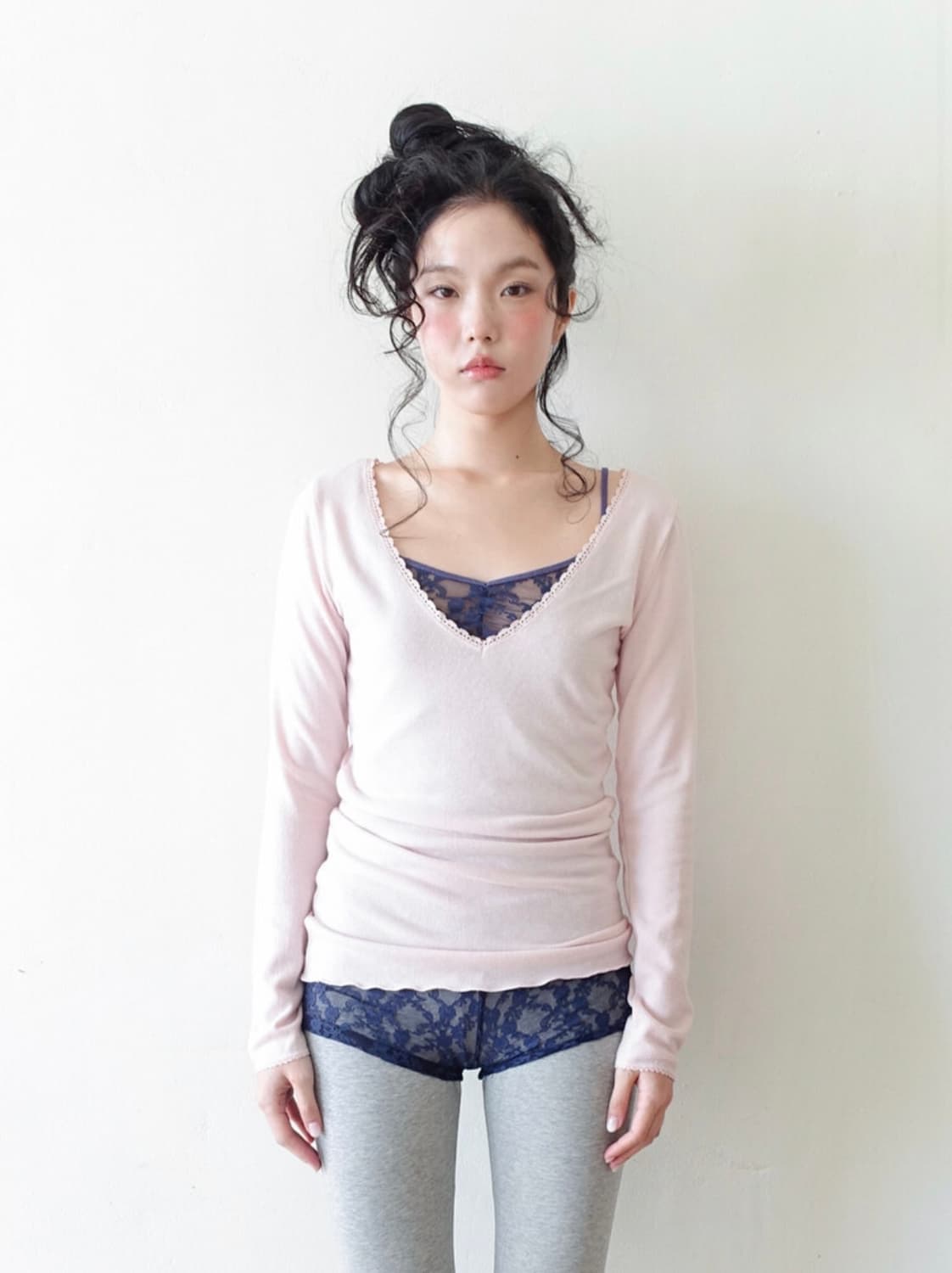 샵페어리 iris long top pink 레이스 탑 핑크 상품이미지1