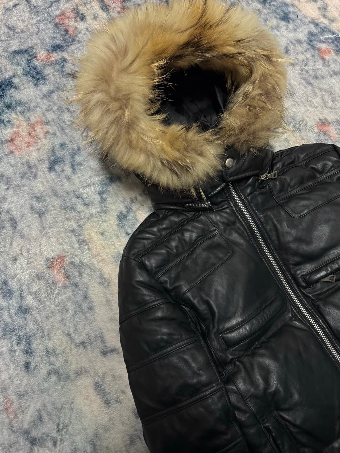 Unknown raccoon fur lamb skin down jacke 상품이미지3