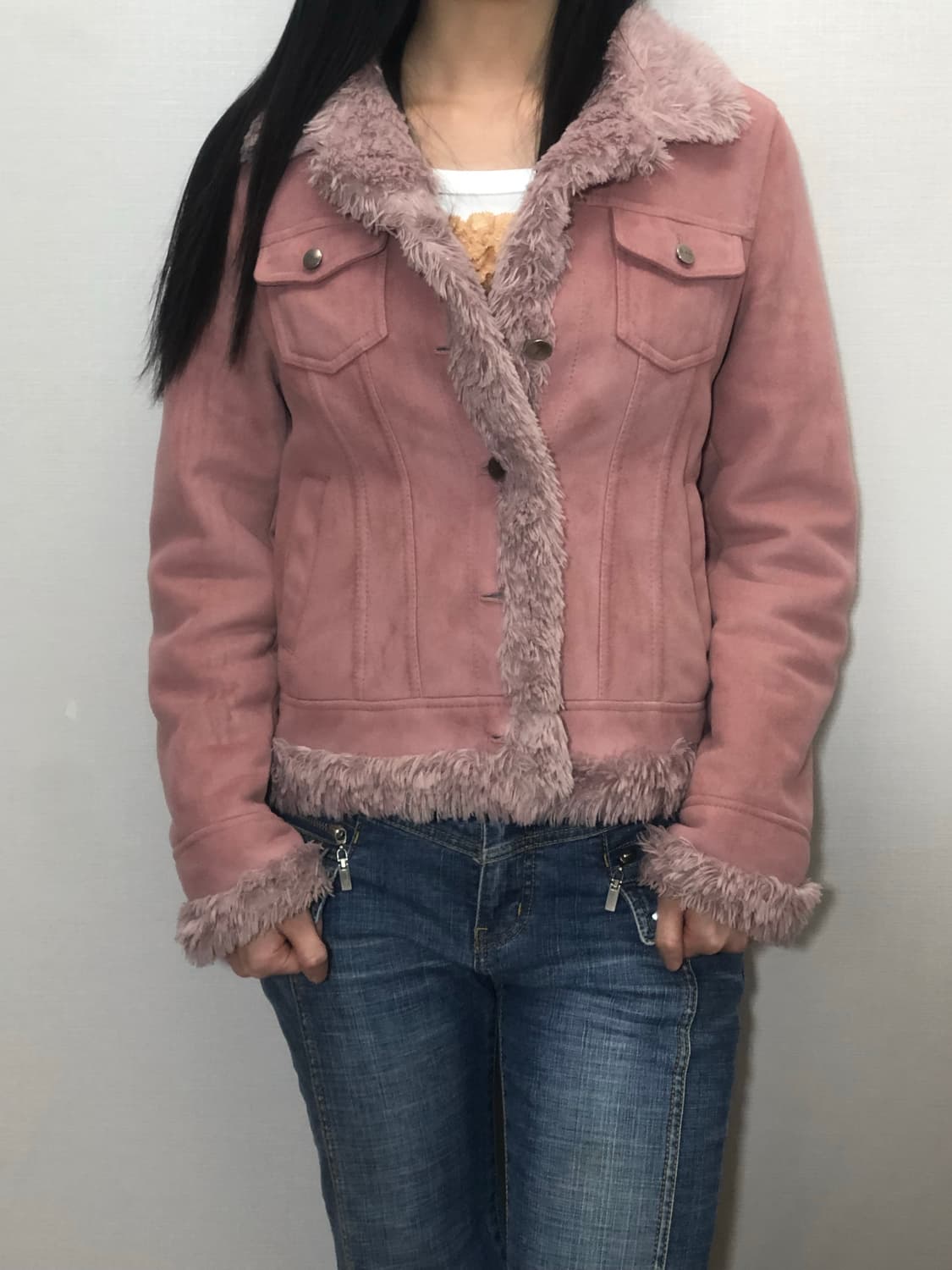 빈티지 핑크 스웨이드 퍼 자켓 상품이미지7