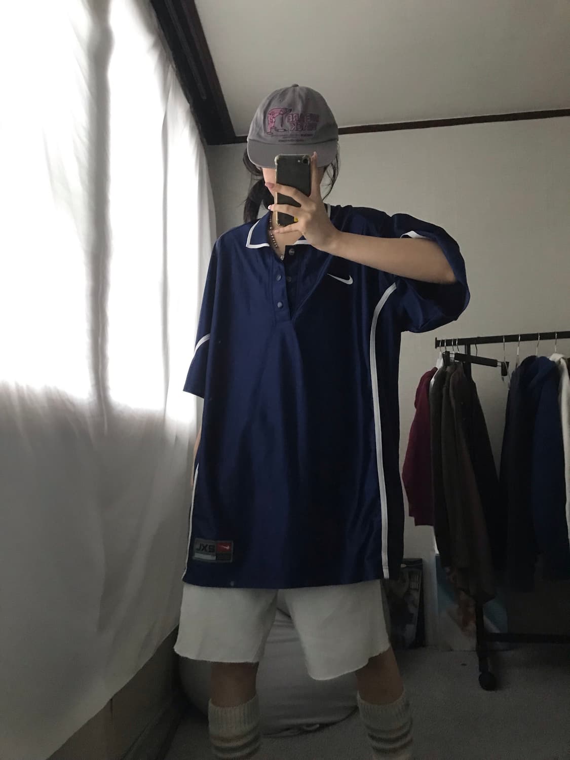 나이키 00s 네이비 새틴 반팔티셔츠 상품이미지5