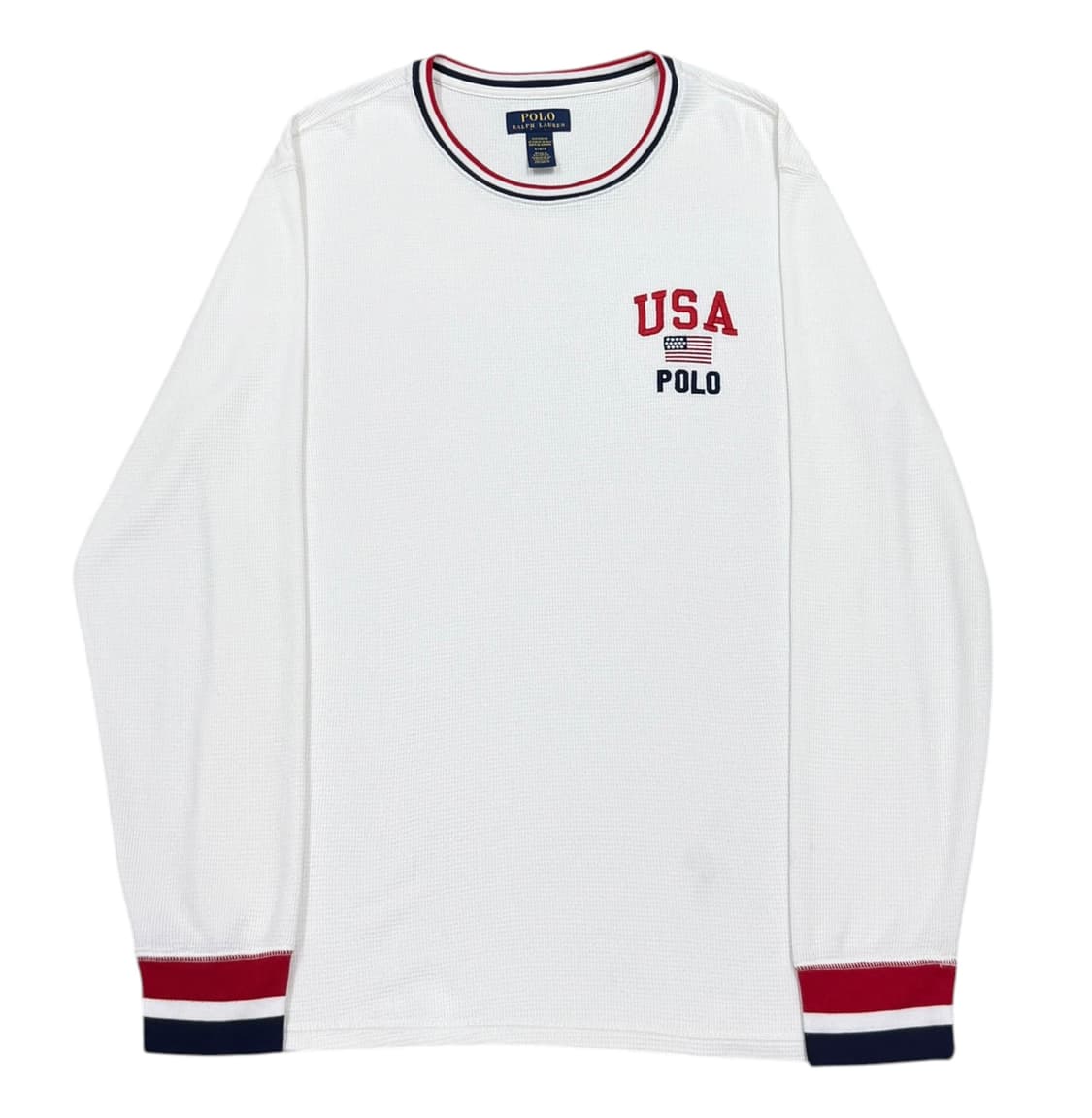 폴로 랄프로렌 USA 와플티 롱슬리브 긴팔 화이트 L 상품이미지1