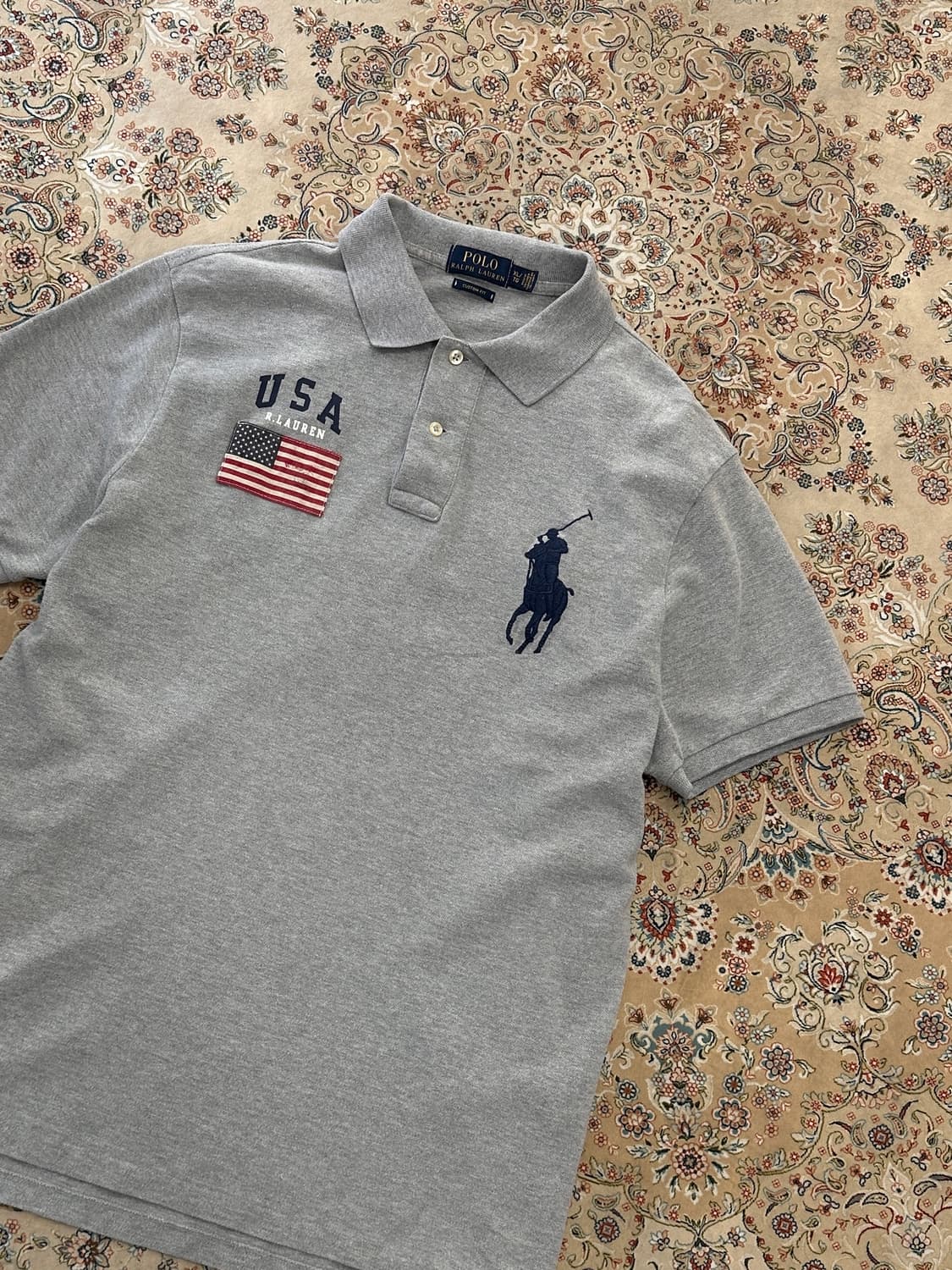 폴로 랄프로렌 그레이 빅포니 USA 성조기 카라티  상품이미지3