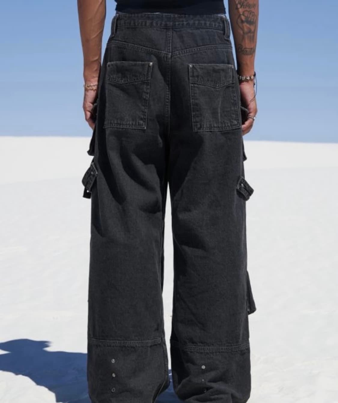 Leey yeel 카고 스트랩 와이드 데님 팬츠 1사이즈 엘이이와이 상품이미지3