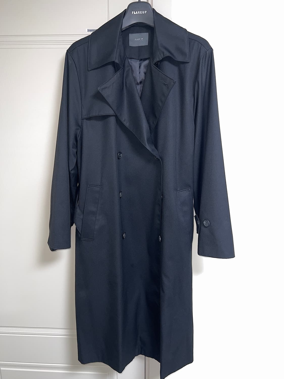 (1회착 우체국택포가격) 플레어업 오버사이즈 트렌치코트 블랙 2 상품이미지2