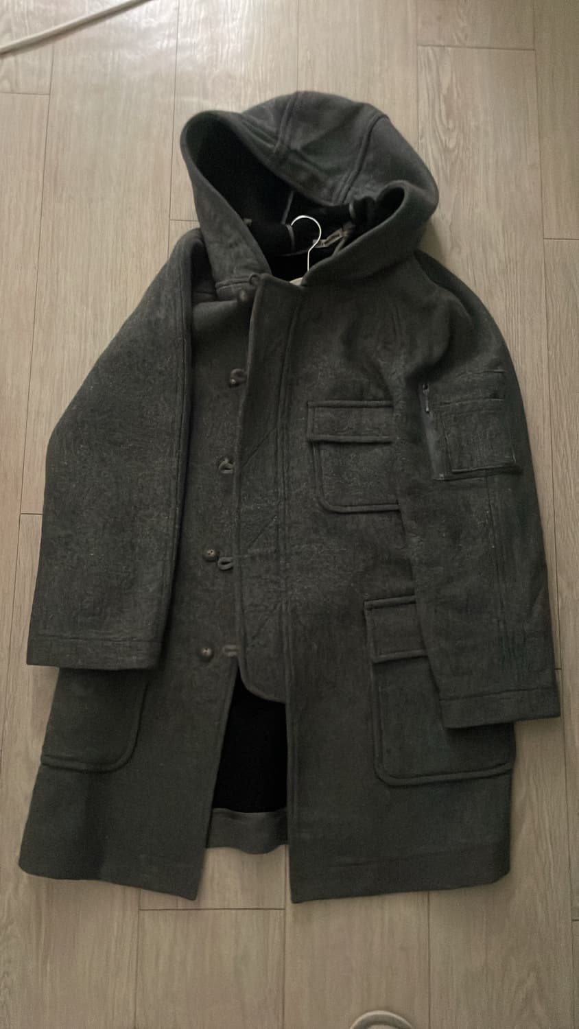 빈티지 회색 포켓 후드 코트 상품이미지2