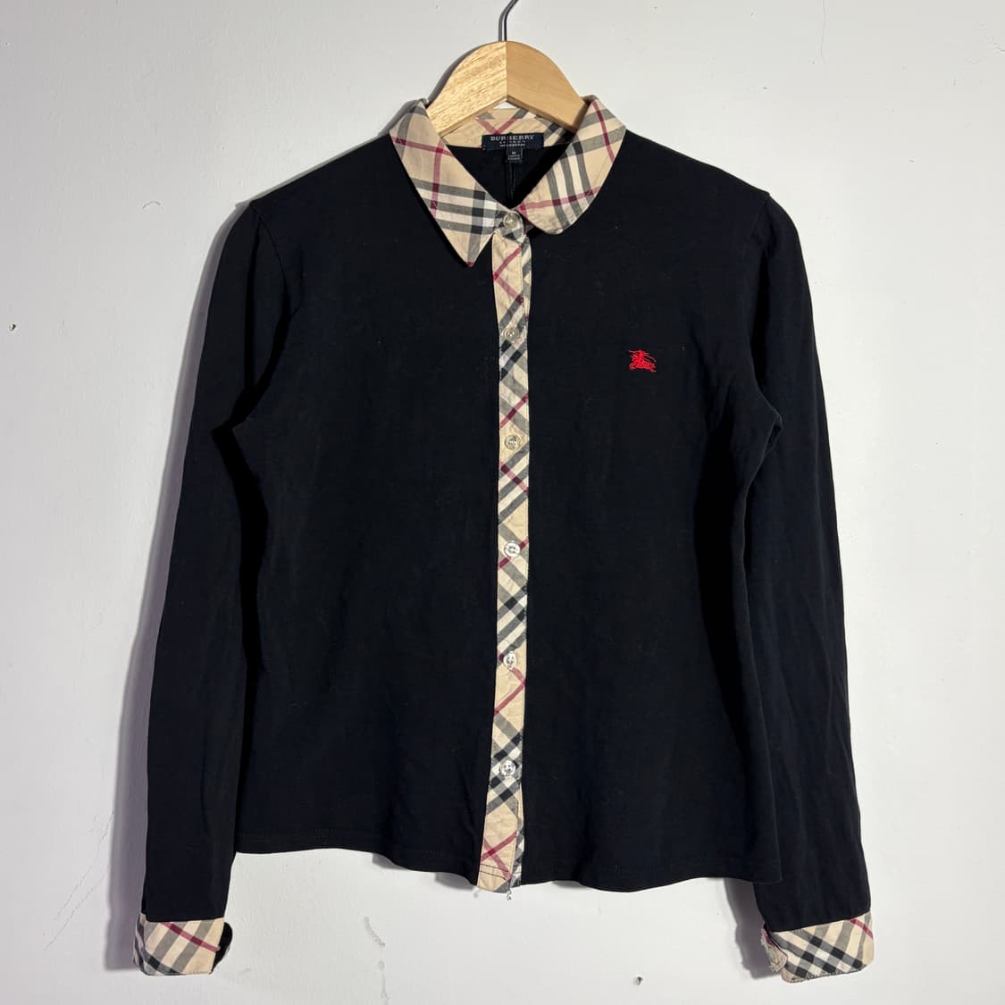 버버리 빈티지 노바체크 배색 카라 블랙 긴팔 티셔츠 (무료배송) 상품이미지1