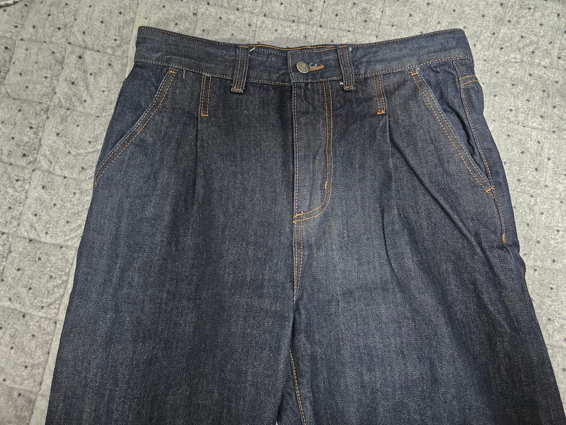 비슬로우 원턱 셀비지 데님 팬츠 인디고 상품이미지2