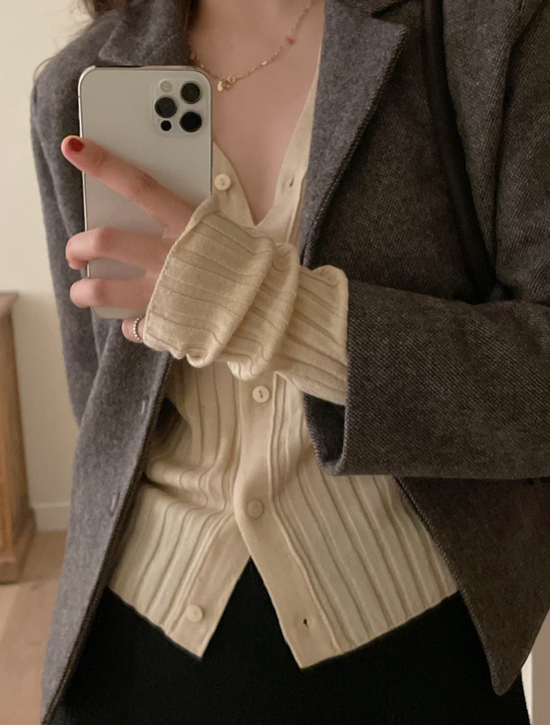 택ㅇ새제품) 메이베비이비 골지 가디건 버터베이지 상품이미지3