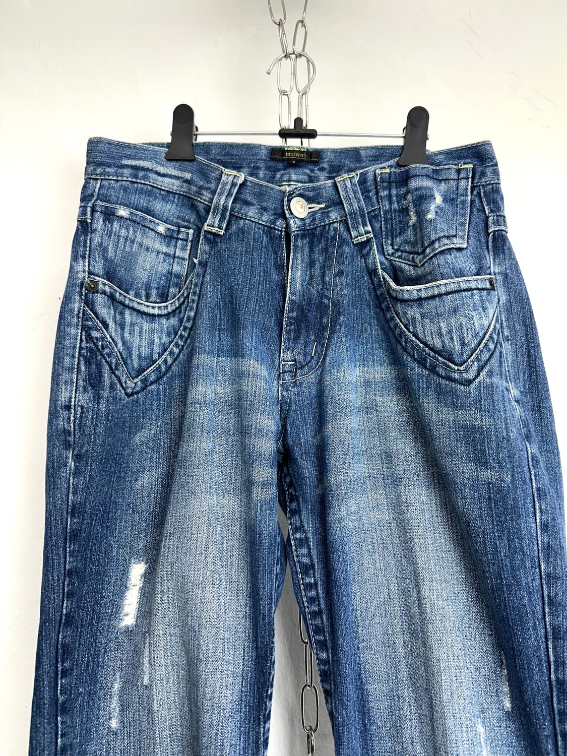Curved Pocket Distressed Denim 상품이미지5