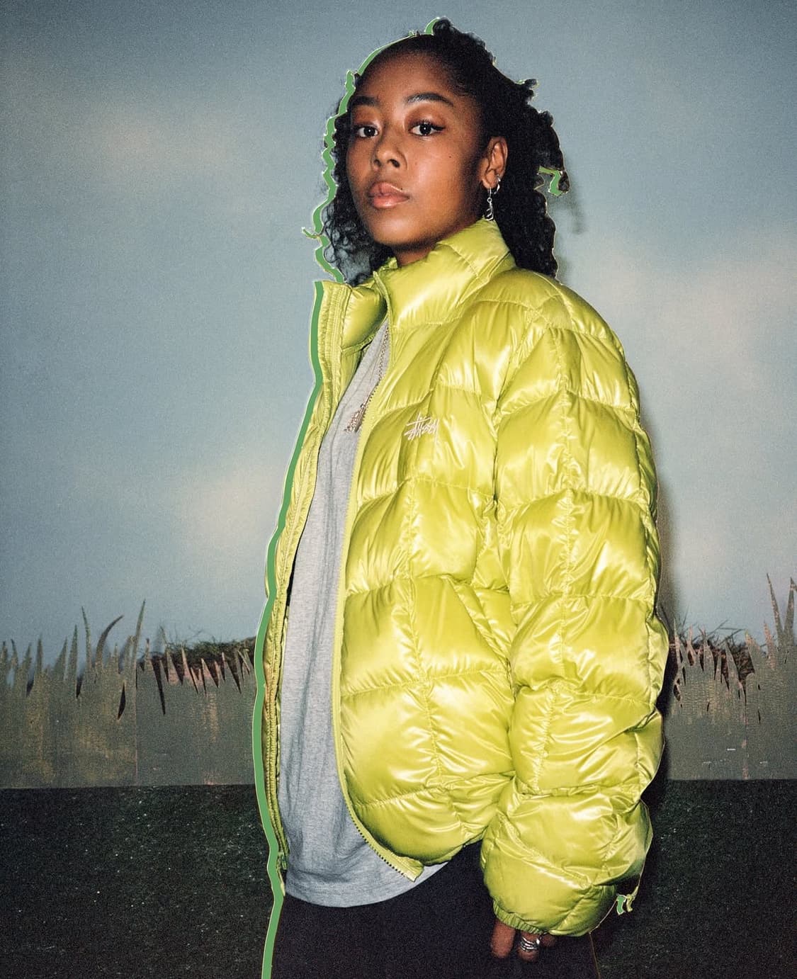 스투시 경량패딩 / 스투시 미드웨이트 후드 퍼퍼 라임 xsmall 상품이미지1