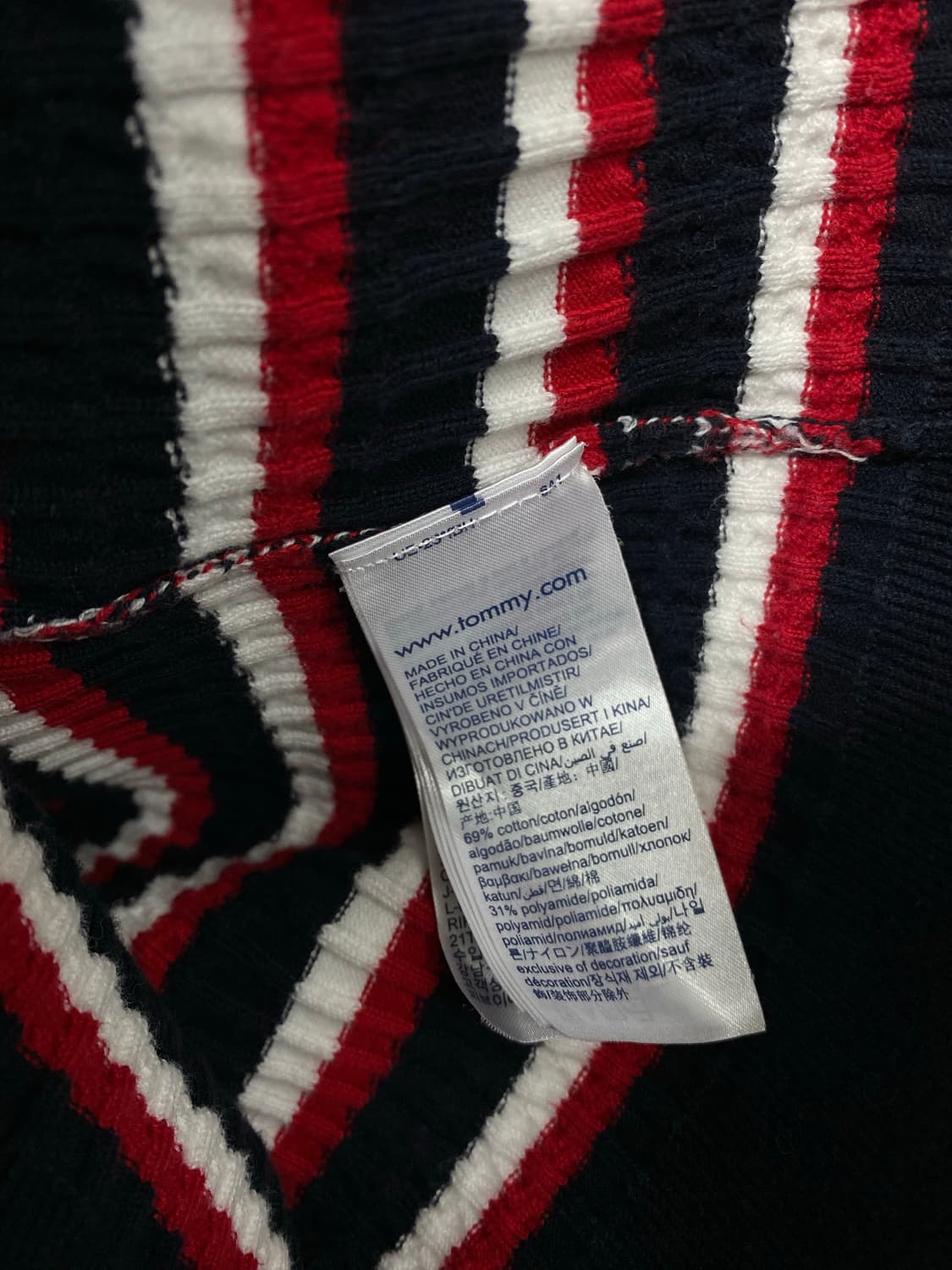 타미힐피거 스트라이프 케이블 집업 가디건 M  상품이미지8