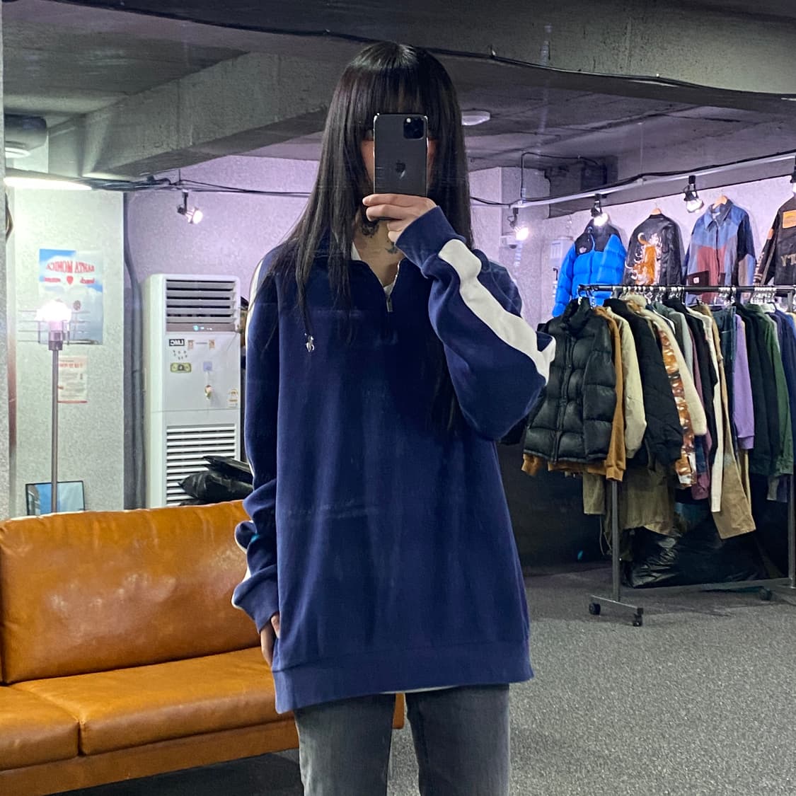 폴로랄프로렌 포니로고 네이비 하프집업 스웻셔츠 B3987 상품이미지1