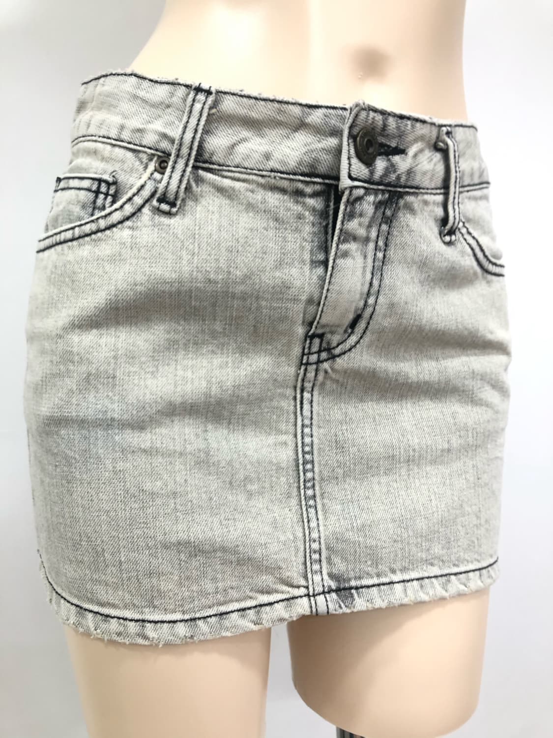 grey washed denim mini skirt 상품이미지3