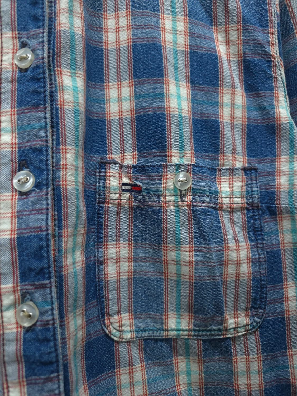 ​타미힐피거 데님 빈티지워싱 체크 남방 셔츠(95~100) 상품이미지5