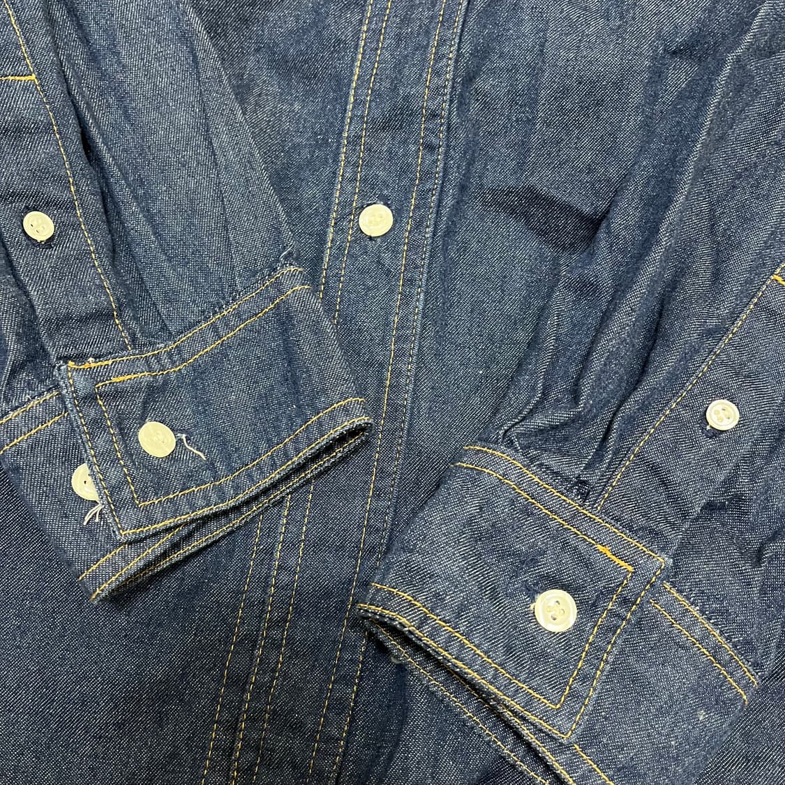 퍼슨스 스포츠 일본 빈티지 진청 데님 셔츠 M/95 상품이미지7