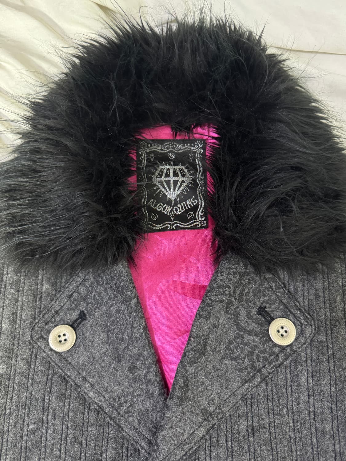 Algonquins 퍼 칼라 로즈 패턴 자켓 y2k 고딕 vkei 상품이미지7