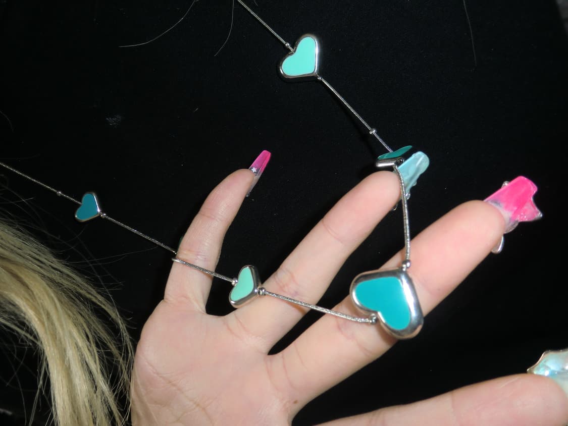 민트 하트 롱목걸이 빈티지 하구미 러블리 모리걸 펑크  상품이미지1