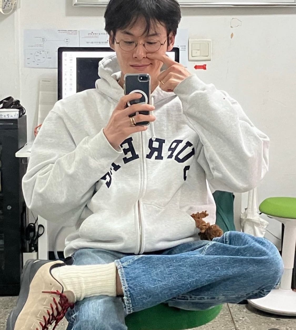 슈프림 x 챔피온 집업 후드 스웨트셔츠 애쉬 그레이 24ss XL 상품이미지5