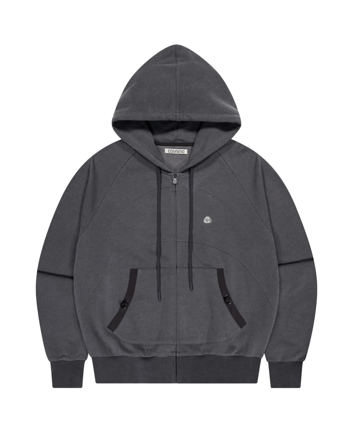 String pocket hood zip-up black 상품이미지1