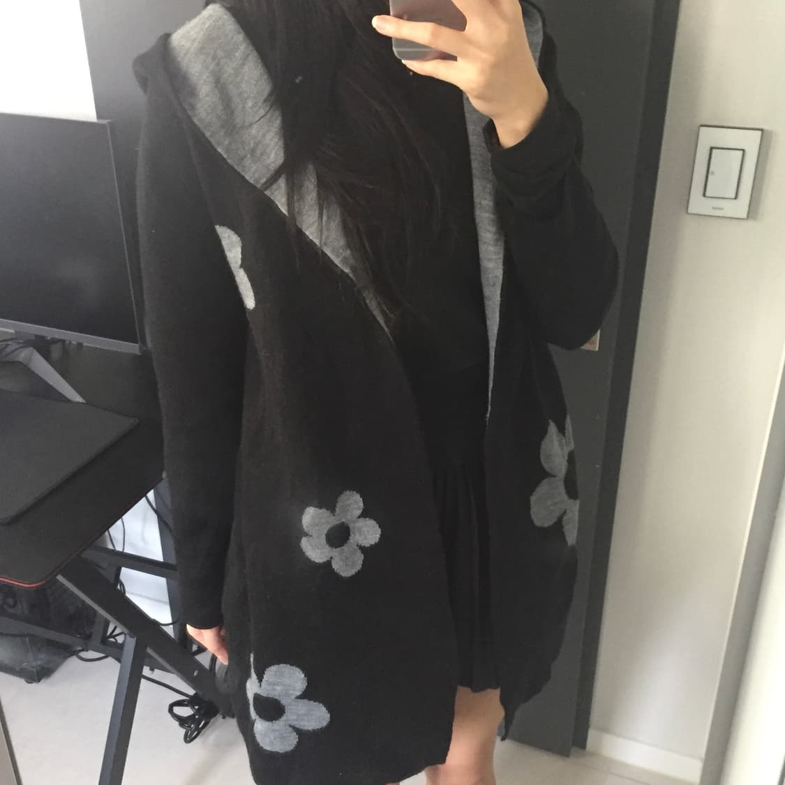 플라워 갸루 리버시블 미디 가디건 상품이미지3