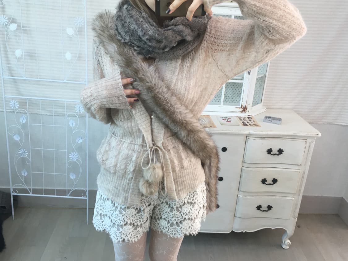 일본빈티지 핑크베이지 페어리가디건 상품이미지6