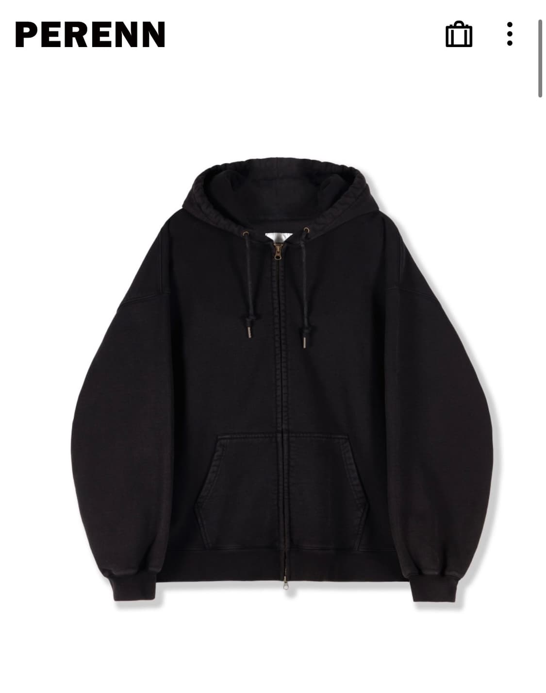 [1] 퍼렌 워시드 후드집업 빈티지 블랙 상품이미지1
